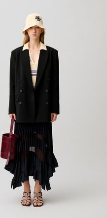 Claudie Pierlot Jupe midi pliss&eacute;e et asym&eacute;trique