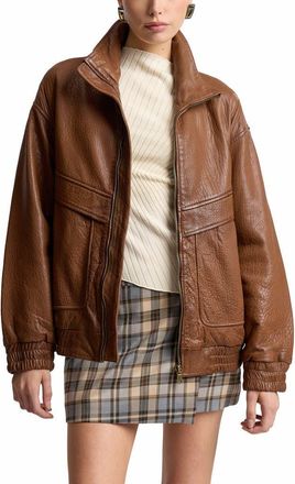 Avec Les Filles Oversized Leather Jacket in Cognac at Nordstrom, Size X-Large