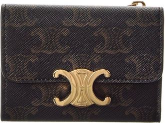 Celine Celine Triomphe Canvas & Leather Coin Card Case