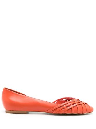 Sarah Chofakian Victoria leather ballerina shoes - women - Leather - 37 - Orange