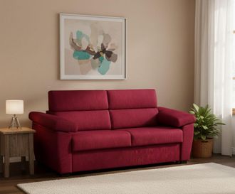Dmora Dmora - Sof&aacute; Cama 2 Plazas Contrada, Sof&aacute; Convertible Para Sal&oacute;n, Acolchado, Desenfundable, Calidad 100% Made In Italy, 205x95 H100 Cm, Rojo
