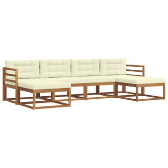 vidaXL Conjunto De Sof&aacute;s De Exterior Con Coj&iacute;n 6 Pcs Natural Y Crema Vidaxl