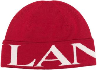 Lanvin intarsia-logo wool beanie - women - Wool - One Size - Red