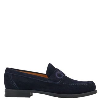 Ferragamo Gancini Embroidered Suede Loafers, Size 9 EE