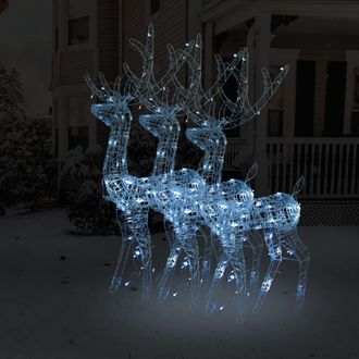 vidaXL Adorno De Renos De Navidad Acr&iacute;lico 3 Uds Blanco Fr&iacute;o 128 Cm Vidaxl