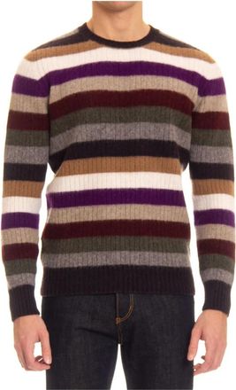 Drumohr Multicolor Gestreepte Sweaters - Heren - Ronde hals truien - Veelkleurig - 2XL - Wol - Truien & Vesten