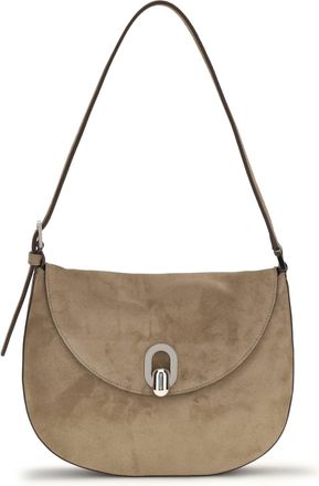Savette Womens Hobo Shoulder Bag Taupe Calf Leather