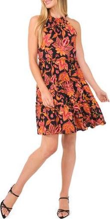 CeCe by Cynthia Steffe Floral Tiered Trapeze Dress in Rich Black at Nordstrom Rack, Size X-Small