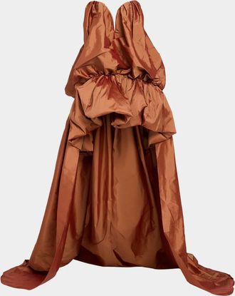 Aknvas Arlene Strapless High-Low Taffeta Gown