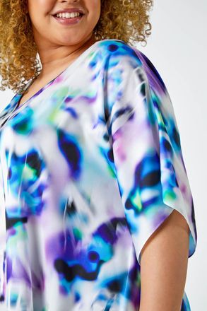 Roman Watercolour V-Neck Chiffon Tunic Top
