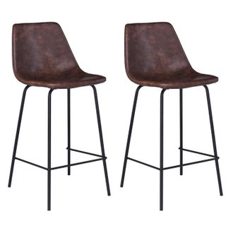 Happy Garden Pack De 2 Taburetes De Bar Vintage Marr&oacute;n De 65cm De Altura Lucien
