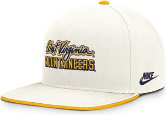 Nike West Virginia Legacy Letter & Mascot Pro Nike Mens Dri-FIT College Adjustable Hat in White | NC120KGUWVV-207