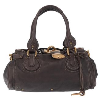 Chlo&eacute; Paddington Lock Leather Brown Leather Handbag (Pre-Owned)