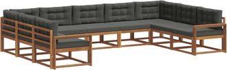 vidaXL Conjunto De Sof&aacute;s De Exterior 9 Uds. Natural Y Antracita Vidaxl
