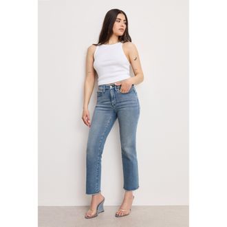 Good American Womens Good Petite Straight Jeans | Blue, Size 30 Plus | Good American by Khlo&Egrave; Kardashian