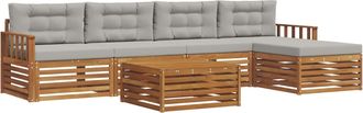 vidaXL Conjunto De Sof&aacute;s De Exterior 6 Uds. Gris Natural Y Claro Vidaxl