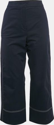 Sportmax Navy Blue Gabardine Cotton Contrast Trim Straight Leg Pants