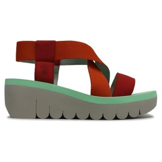 FLY London YABI922FLY Leather Womens Slingbacks Sandals - Dried Orange Spearmint - Size:UK 5