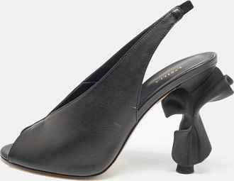 Le Silla Black Leather Candy Peep Toe Pumps
