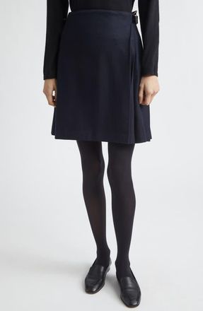 Johnstons of Elgin x Le Kilt Glen Plaid Wool & Cashmere Kilt in Navy Shadow Check at Nordstrom, Size 16