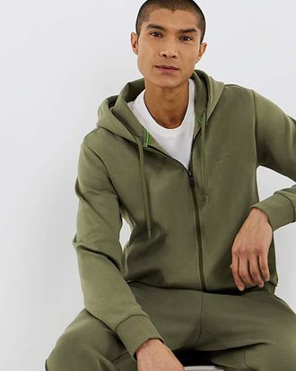 HUGO BOSS Zip Through Hoodie - Green
