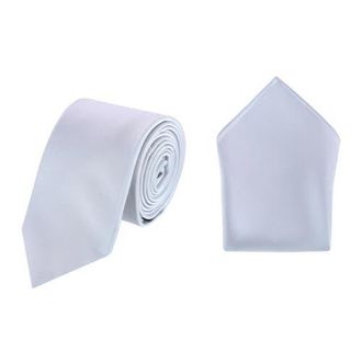 Trafalgar Store Sutton Solid Color Silk Necktie and Pocket Square Combo in Silver at Nordstrom