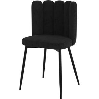 Rendez-Vous D&eacute;co Rendez-vous D&eacute;co - Silla De Terciopelo Negro Y Patas De Metal Negro - Rosy