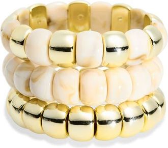 Panacea Set of 3 Beaded Resin Stretch Bracelets in Ivory at Nordstrom