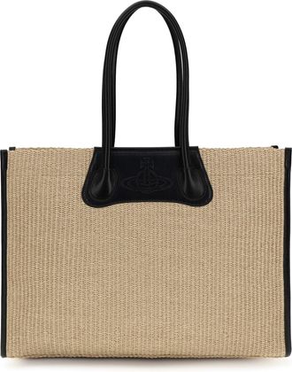 Vivienne Westwood Womens Tote Bag Troy Natural Raffia Shoulder