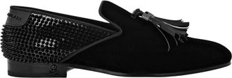 Philipp Plein Velvet & Patent Leather Loafers Studs - Heren - Loafers - Zwart - 40 EU - Leer - Schoenen