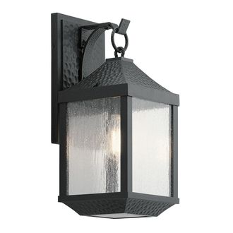 Loops Outdoor IP44 1 Bulb Wall Light Lantern Distressed Black LED E27 60W d01816