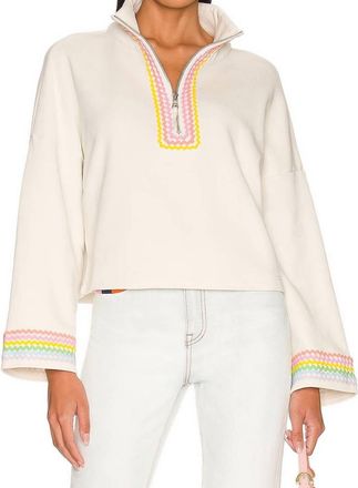 Something Navy Applique Quarter Zip Sweatshirt In Rainbow/multi