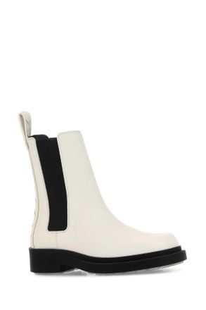 Bottega Veneta Womens Ivory Leather Chelsea Ben Ankle Boots White Stivali