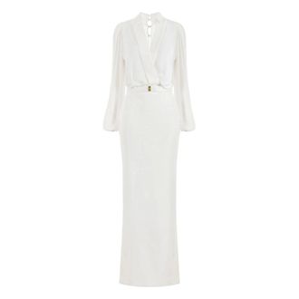 Elisabetta Franchi Dames, Jurken, Beige, Maat: XS Leer