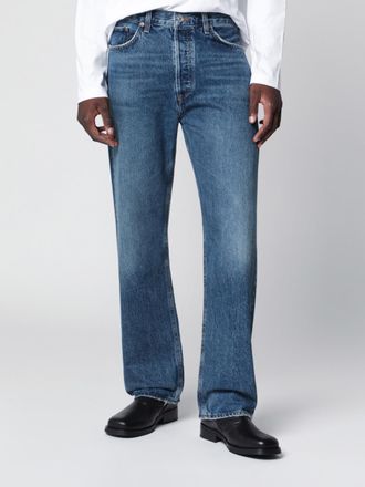 A Gold E 90s Straight Cotton Denim Jeans with Button Closure