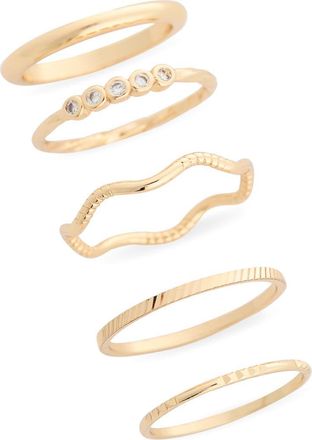 Nordstrom Rack Set of 5 Skinny Texture Band Rings in Gold at Nordstrom Rack, Size Small/medium