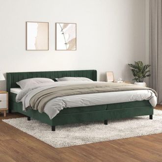 vidaXL Vidaxl - Cama Box Spring Con Colch&oacute;n Terciopelo Verde Oscuro 200x200 Cm