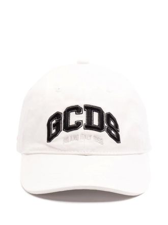 GCDS logo-embroidered cap - White