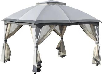 OUTSUNNY 3.7 x 3(m) Metal Gazebo Grey | TJ Hughes