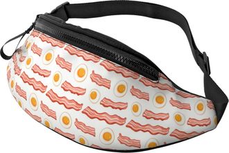 Generic Cute Eggs Bacon Print Bum Bag Belt Bag Lightweight Fanny Packs For Hiking Camping Walking 14X35Cm