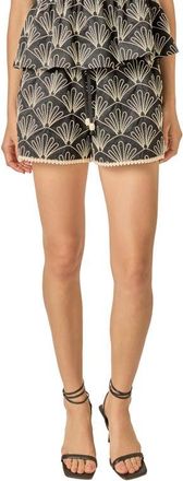 English Factory Embroidered Drawstring Waist Shorts in Black/white at Nordstrom, Size X-Small