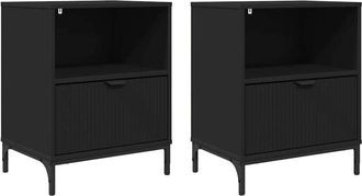 vidaXL Con Caj&oacute;n 2 Pcs Negro 49 X 36 X 61 Cm Madera Contrachapada Vidaxl