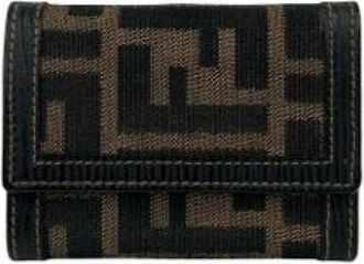 Fendi Pre-owned Wallets, female, Black, Size: ONE SIZE Pre-owned Canvas Key-holder