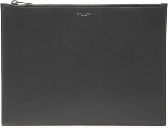 Saint Laurent Pre-owned Leren Ritsportemonnee - Dames - Vintage Clutch - Zwart - ONE Size - Leer - Vintage