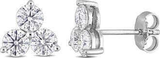 Mimi & Max 2 1/6 CT DEW Created Moissanite Three-Stone Stud Earrings in Sterling Silver