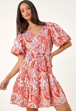 DUSK Paisley Print Embellished Dress