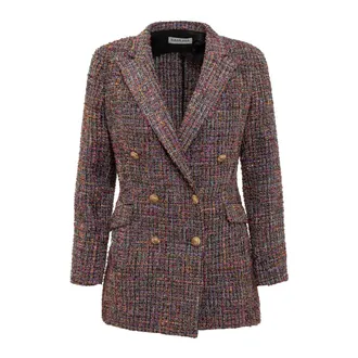 Saulina Milano Tweed Jackets, female, Purple, Size: XL Anita Jacket