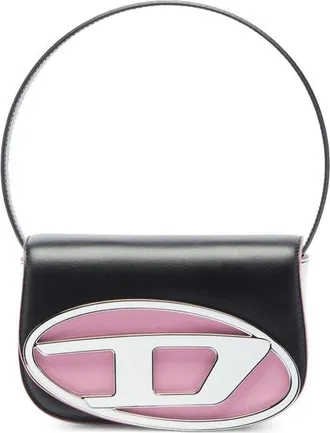 Diesel 1DR Logo Leather Shoulder Bag in Black/pink at Nordstrom