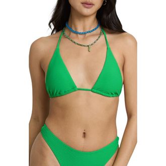 Billabong Tanlines Rib Triangle Bikini Top in Summer Green at Nordstrom, Size X-Large