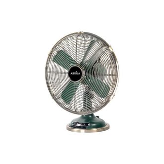 Fabrilamp Ventilador Sobremesa Capitolio Oliva/cuero 37w 3velocidades 4asp Fijo Y Rotatorio 42x35x27cm